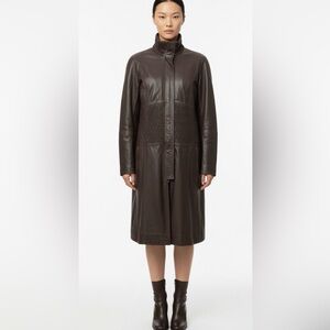 Chocolate color leather coat